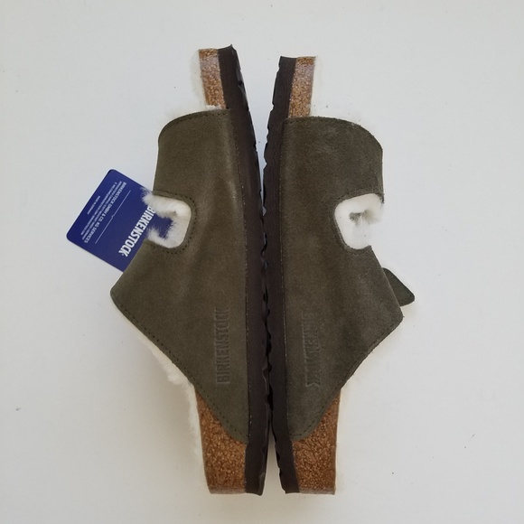 Birkenstock Arizona Forest Green Fur Sandals - Picture 6 of 8